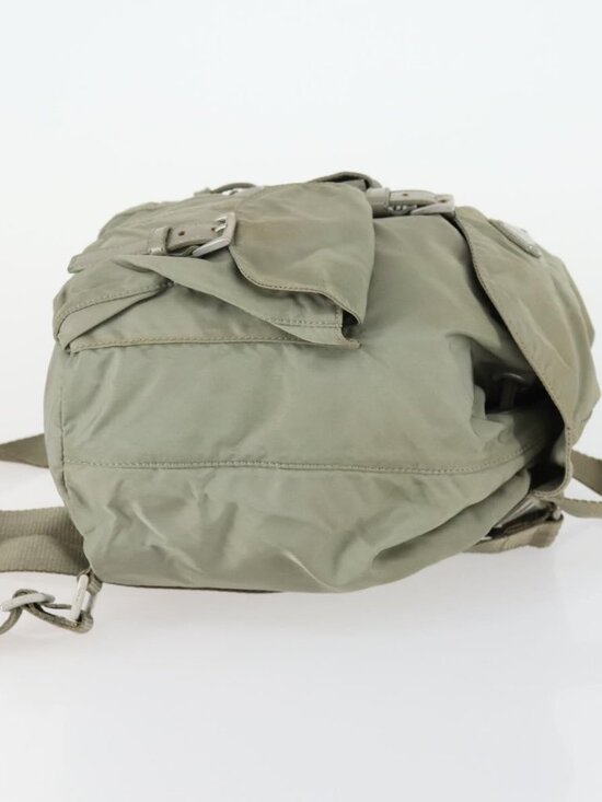 PRADA Backpack Nylon Beige Silver Auth 156861 main image 11
